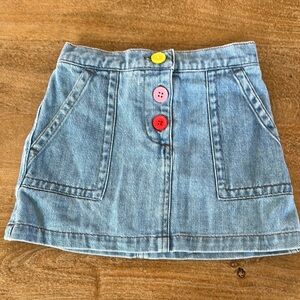 Mini Boden Denim Skirt with Colorful Buttons